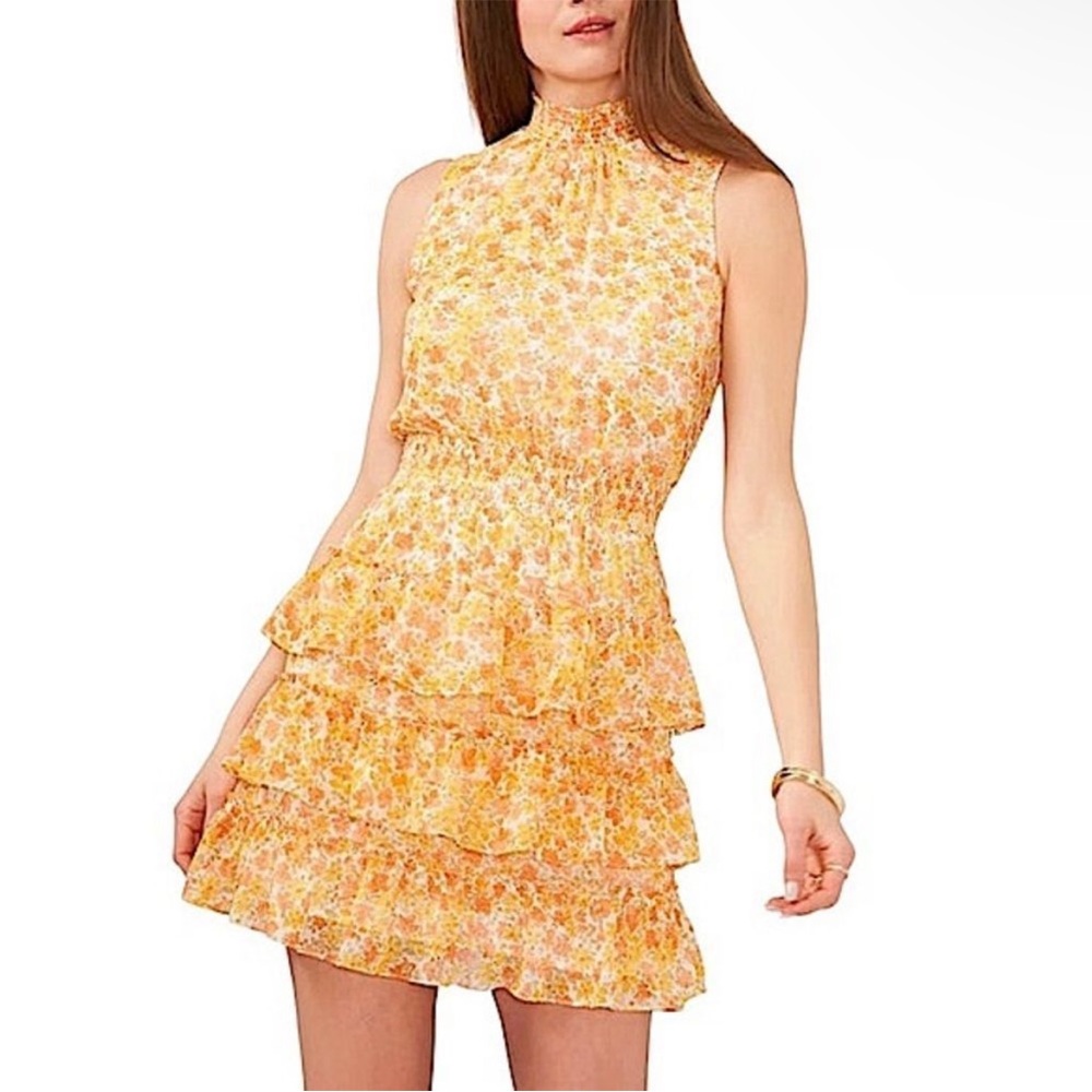 1. State Floral Sleeveless Ruffle Dress